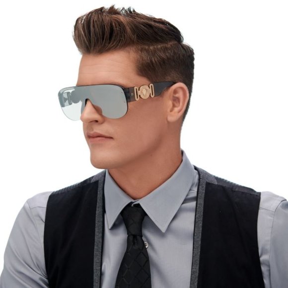 Versace VE4391 311/6G Sunglasses Clear Gray Silver Mirrored Shield Unisex main image 9
